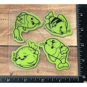 !USED ONCE! Inkadinkado Stamping Gear Cling rubber Stamp Set of 4 Fish Theme